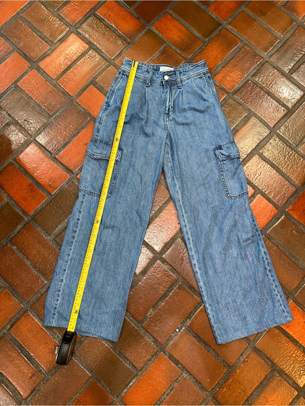 Wide Leg Light Blue Denim Cargo Jeans Y2K 2000s Size 00